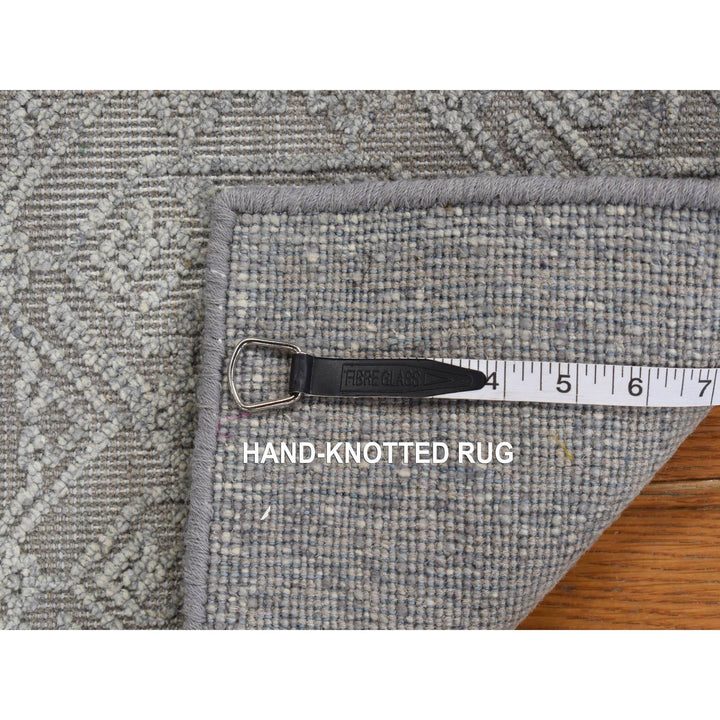 2'0" x 2'1" New Hand Knotted Grey Wool & Silk Square Oriental Rug - MOA10278021