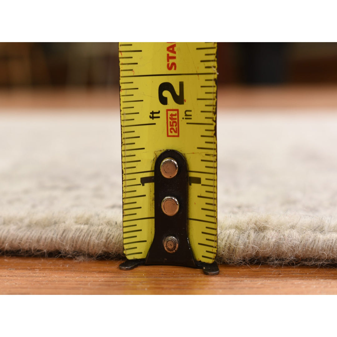 2'5" x 12'0" New Hand Loomed Grey Wool & Silk Runner Oriental Rug - MOA10278245