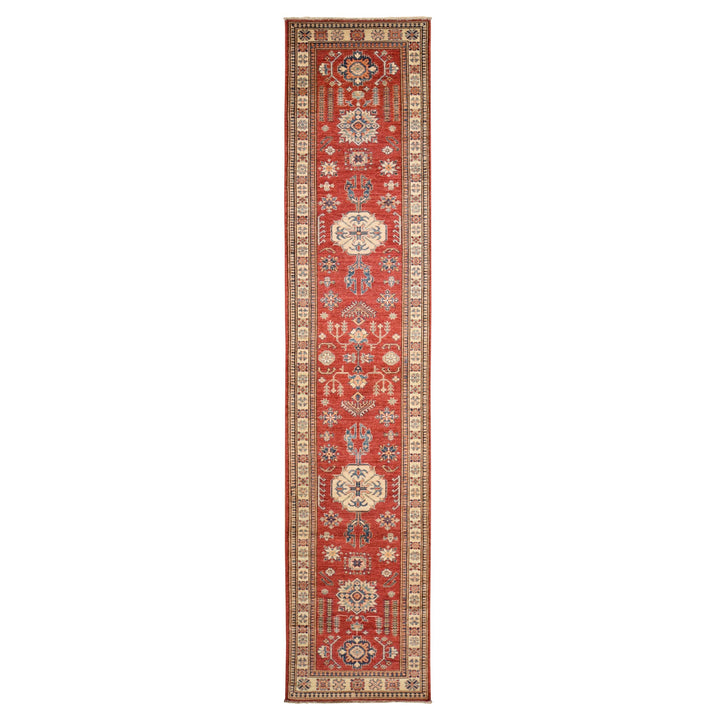 2'7" x 13'1" New Hand Knotted Red Wool Runner Oriental Rug - MOA10278251