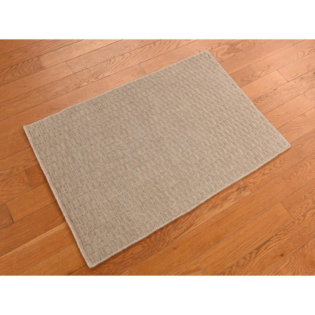 2'0" x 3'0" New Hand Loomed Brown Wool Rectangle Oriental Rug - MOA10278254