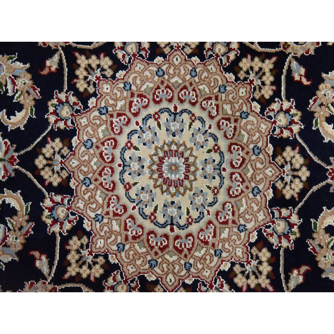 4'0" x 6'1" New Hand Knotted Blue Wool & Silk Rectangle Oriental Rug - MOA10278448