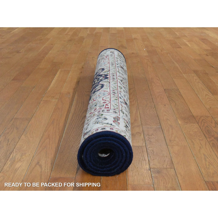4'0" x 6'1" New Hand Knotted Blue Wool & Silk Rectangle Oriental Rug - MOA10278448