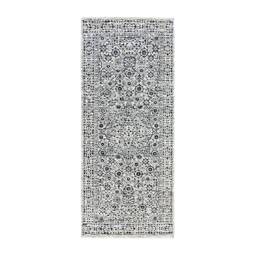 2'7" x 6'0" New Hand Knotted Ivory Wool Runner Oriental Rug - MOA10279502