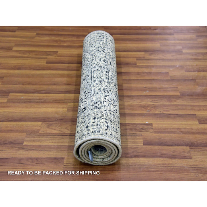 2'7" x 6'0" New Hand Knotted Ivory Wool Runner Oriental Rug - MOA10279502