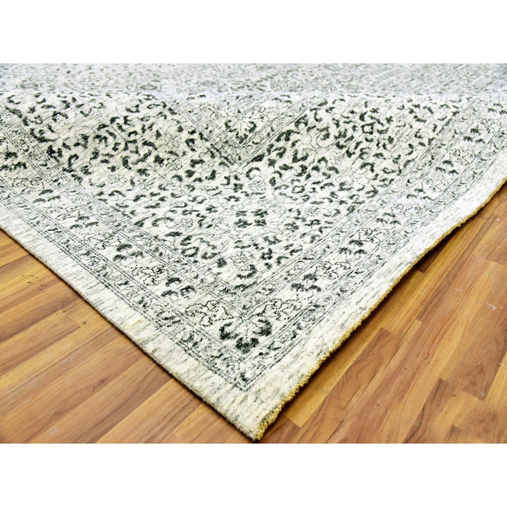 12'0" x 17'10" New Hand Knotted Ivory Wool Rectangle Oriental Rug - MOA10279680