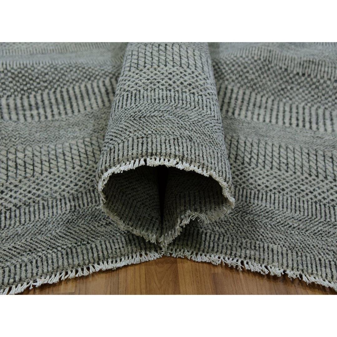 13'11" x 18'1" New Hand Knotted Grey Wool Rectangle Oriental Rug - MOA10279692