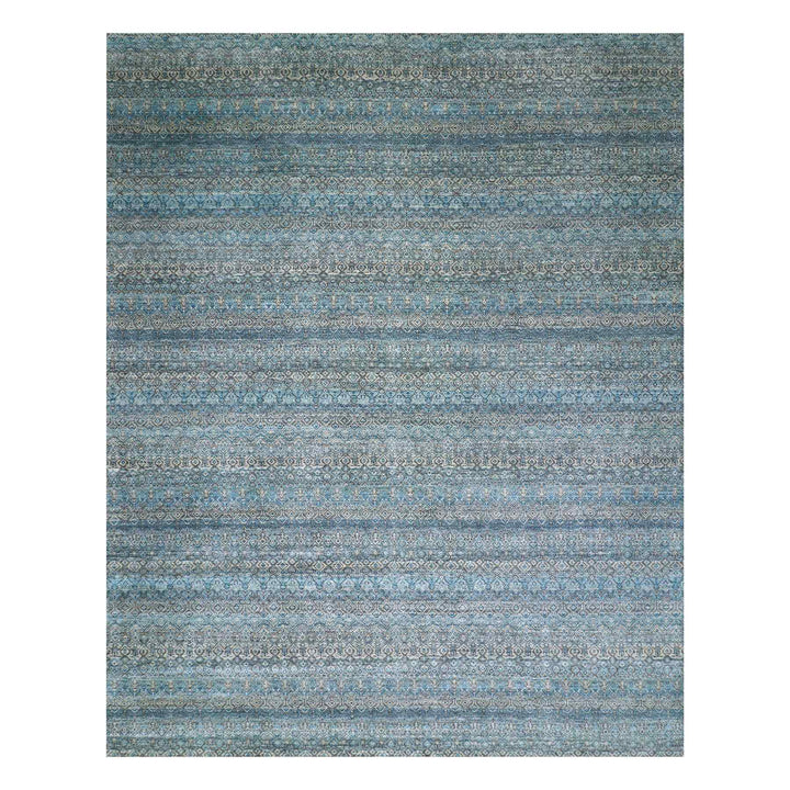 12'0" x 15'1" New Hand Knotted Blue Wool Rectangle Oriental Rug - MOA10279769