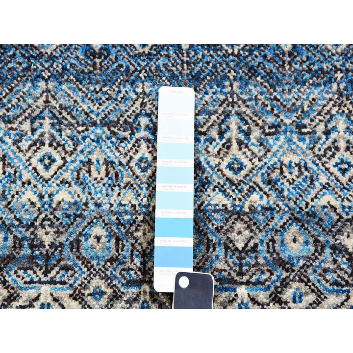 12'0" x 15'1" New Hand Knotted Blue Wool Rectangle Oriental Rug - MOA10279769