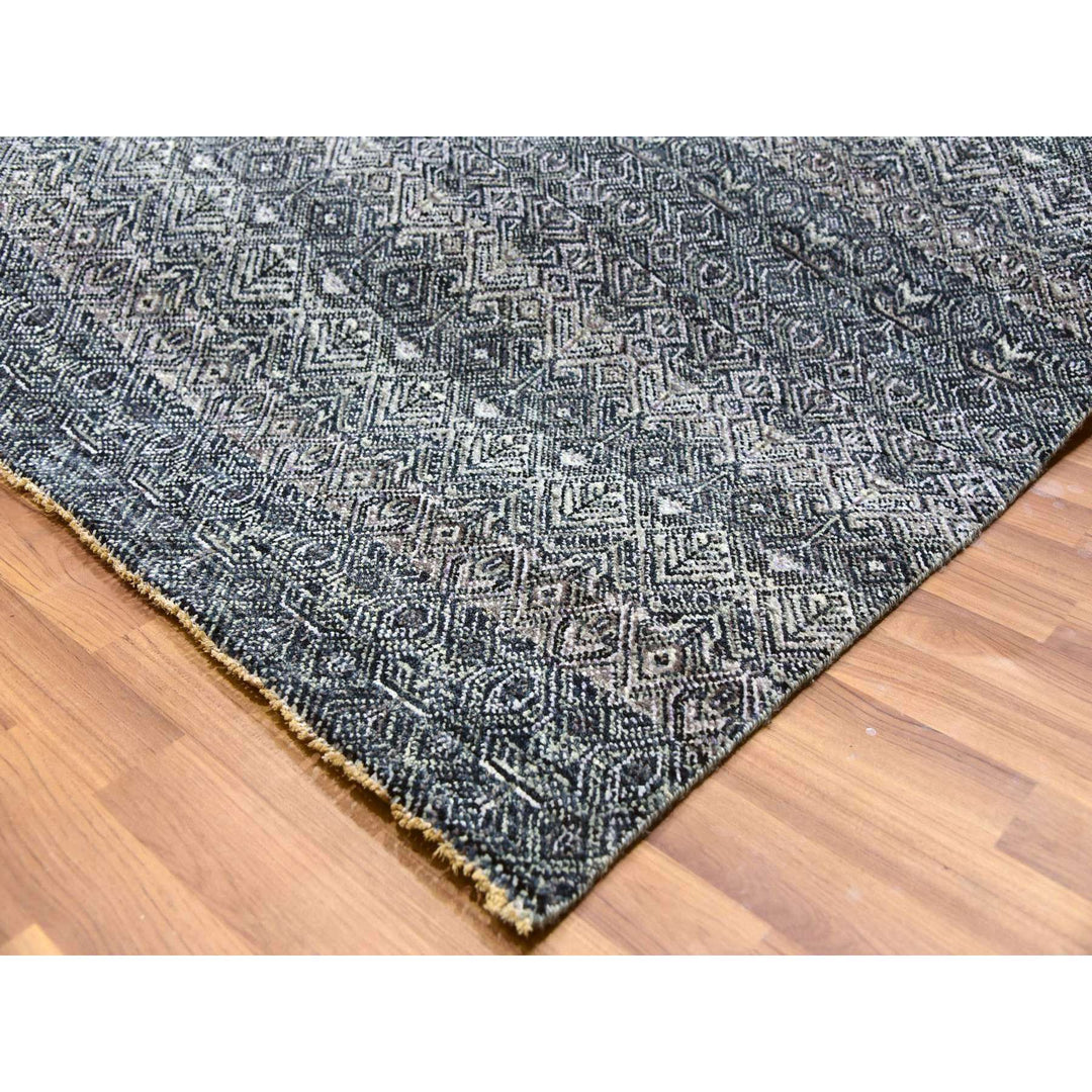 12'1" x 15'2" New Hand Knotted Grey Wool Rectangle Oriental Rug - MOA10279773