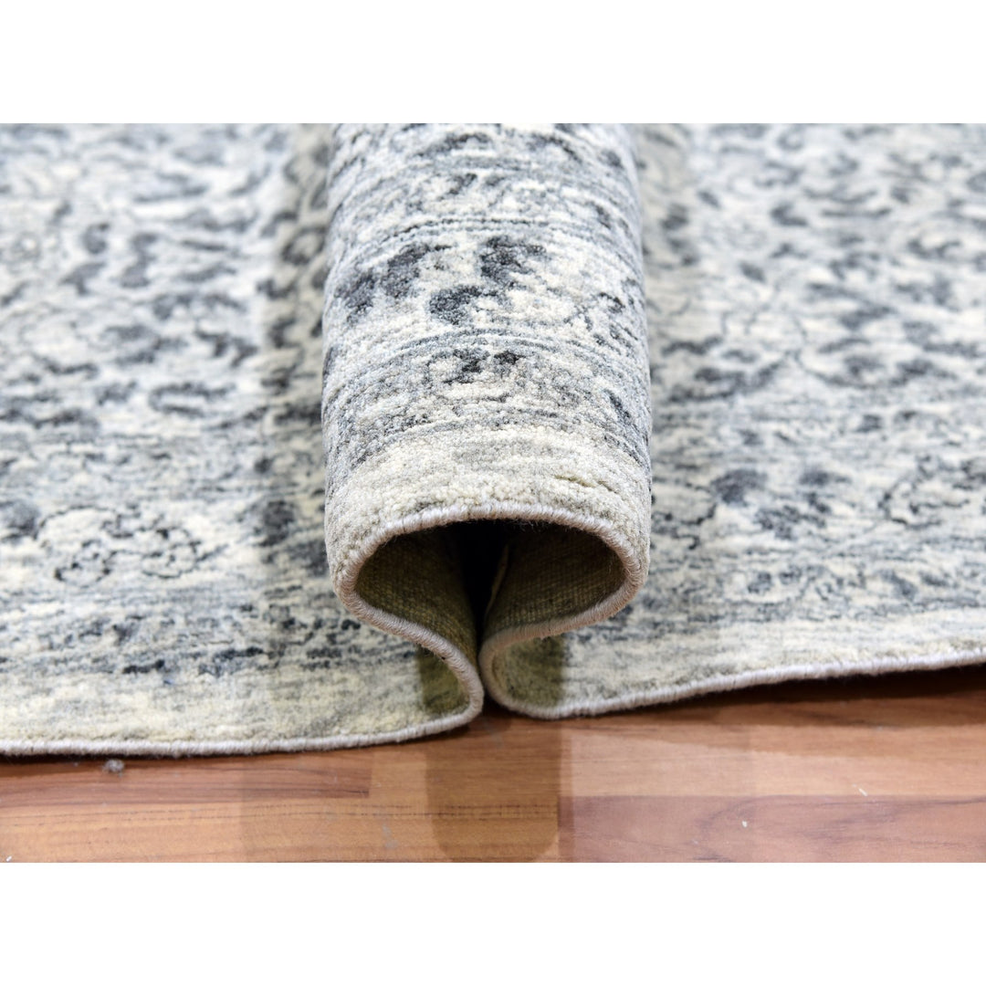 13'10" x 13'10" New Hand Knotted Ivory Wool Round Oriental Rug - MOA10279775