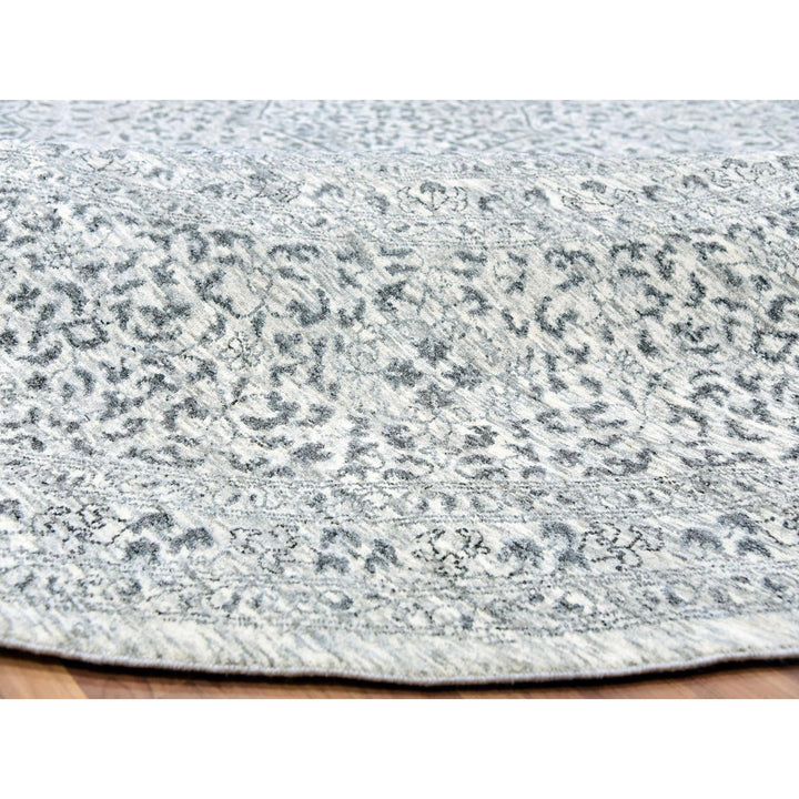 13'10" x 13'10" New Hand Knotted Ivory Wool Round Oriental Rug - MOA10279775