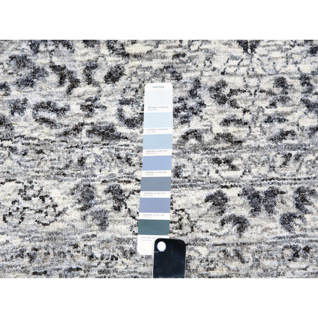 13'10" x 13'10" New Hand Knotted Ivory Wool Round Oriental Rug - MOA10279775