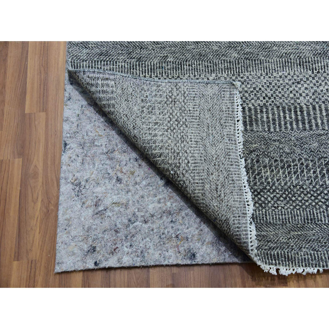12'0" x 17'10" New Hand Knotted Grey Wool Rectangle Oriental Rug - MOA10279869