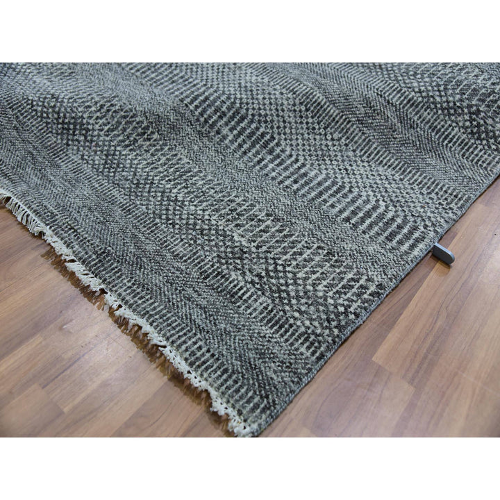 12'0" x 17'10" New Hand Knotted Grey Wool Rectangle Oriental Rug - MOA10279869