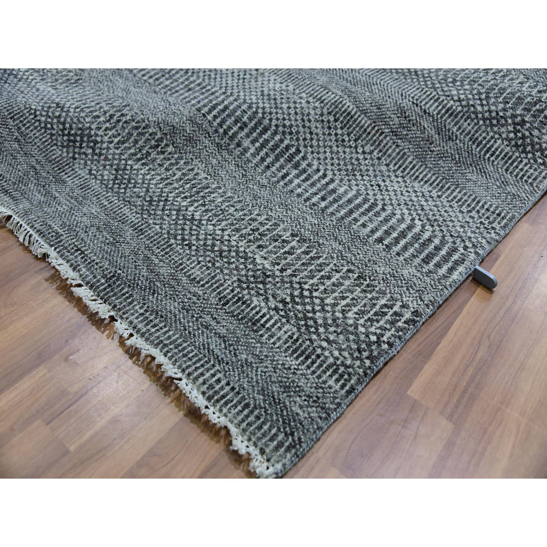 12'0" x 17'10" New Hand Knotted Grey Wool Rectangle Oriental Rug - MOA10279869