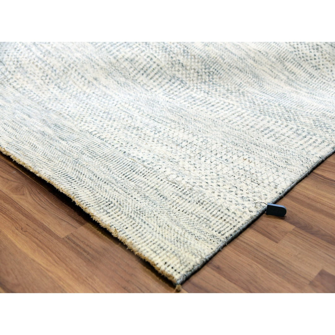 11'11" x 14'11" New Hand Knotted Ivory Wool Rectangle Oriental Rug - MOA10279973