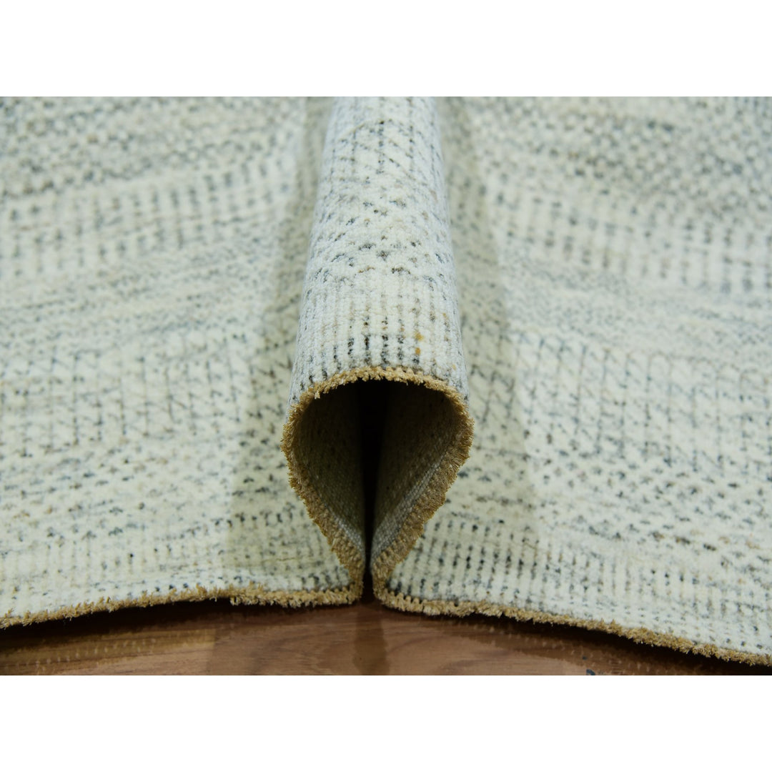 14'1" x 14'2" New Hand Knotted Ivory Wool Square Oriental Rug - MOA10279974