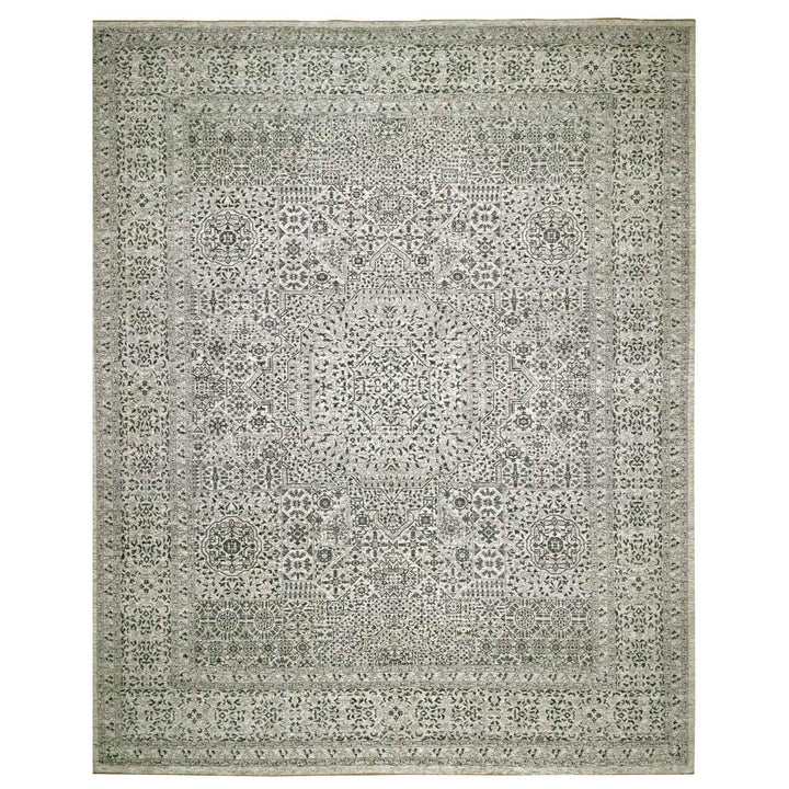 14'1" x 17'9" New Hand Knotted Ivory Wool Rectangle Oriental Rug - MOA10279982