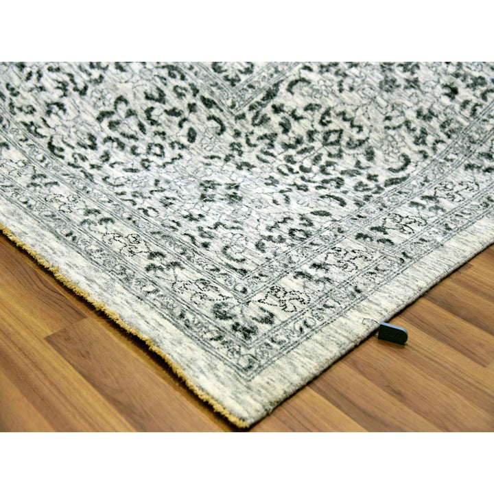 12'1" x 15'4" New Hand Knotted Ivory Wool Rectangle Oriental Rug - MOA10279983