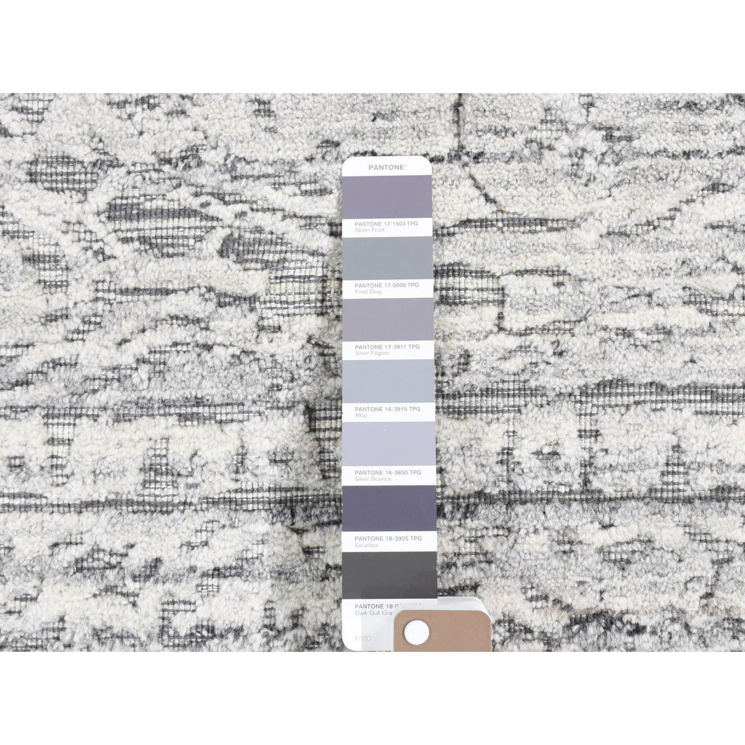 1'10" x 2'0" New Hand Loomed Grey Wool Square Oriental Rug - MOA10280409