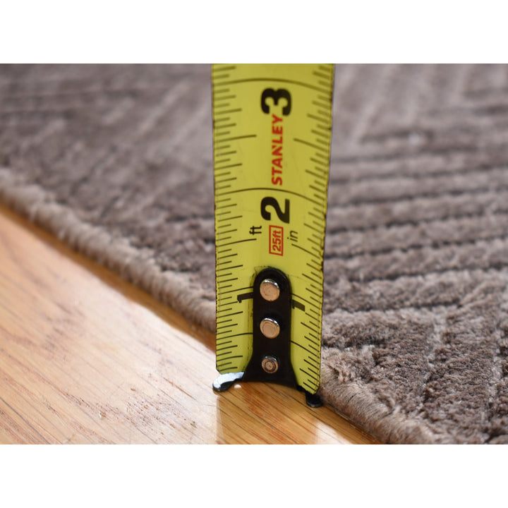 2'1" x 3'0" New Hand Loomed Brown Wool & Silk Rectangle Oriental Rug - MOA10280427