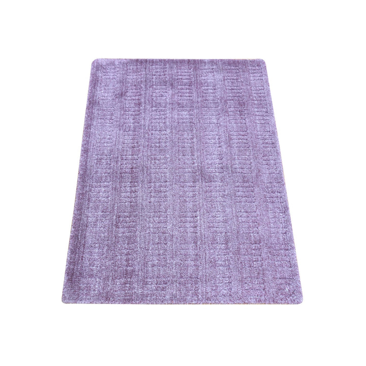 2'0" x 3'0" New Hand Loomed Purple Wool Rectangle Oriental Rug - MOA10280621