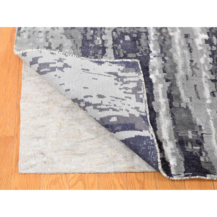 8'1" x 23'10" New Hand Knotted Black Wool & Silk Rectangle Oriental Rug - MOA10280643