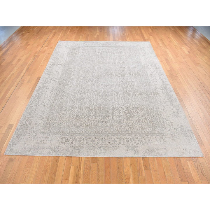 8'10" x 12'1" New Hand Loomed Brown Wool & Silk Rectangle Oriental Rug - MOA10280809