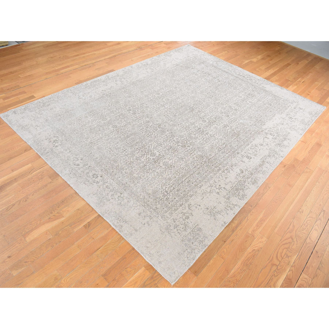 8'10" x 12'1" New Hand Loomed Brown Wool & Silk Rectangle Oriental Rug - MOA10280809