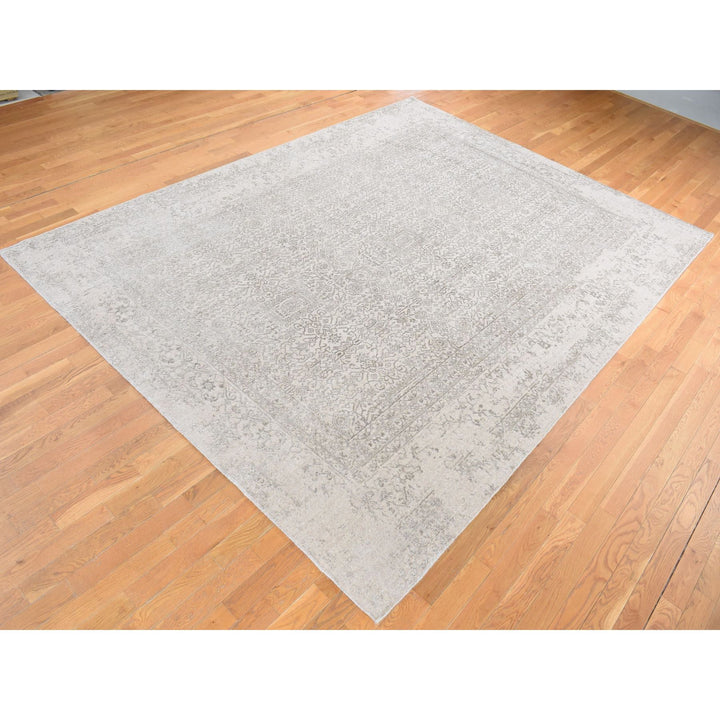 8'10" x 12'1" New Hand Loomed Brown Wool & Silk Rectangle Oriental Rug - MOA10280809