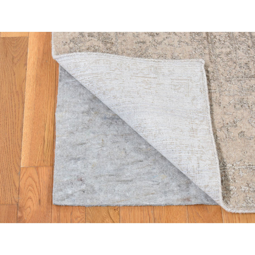 8'10" x 12'1" New Hand Loomed Brown Wool & Silk Rectangle Oriental Rug - MOA10280809