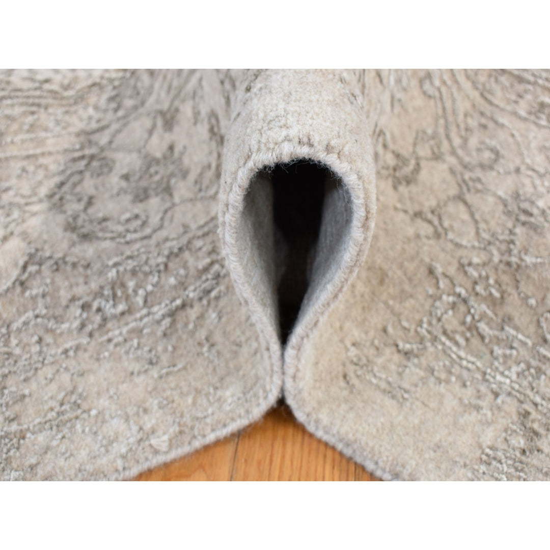 8'10" x 12'1" New Hand Loomed Brown Wool & Silk Rectangle Oriental Rug - MOA10280809