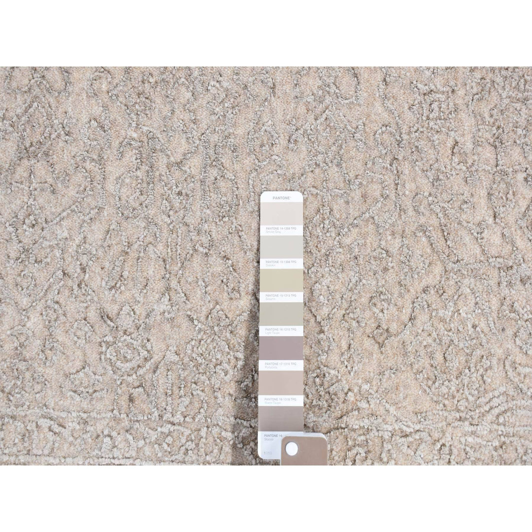 8'10" x 12'1" New Hand Loomed Brown Wool & Silk Rectangle Oriental Rug - MOA10280809