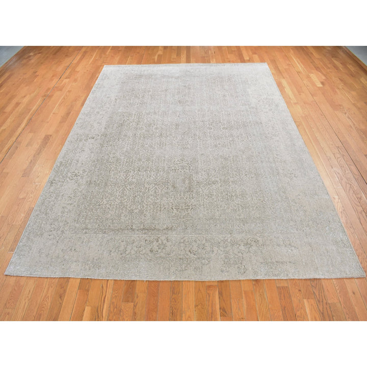 8'9" x 12'1" New Hand Loomed Grey Wool & Silk Rectangle Oriental Rug - MOA10280819
