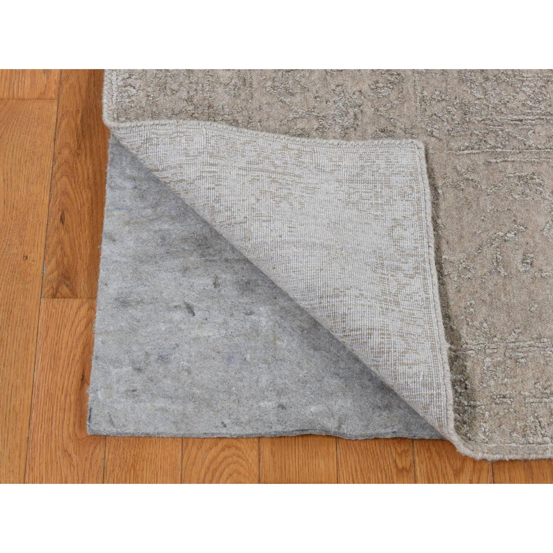 8'9" x 12'1" New Hand Loomed Grey Wool & Silk Rectangle Oriental Rug - MOA10280819