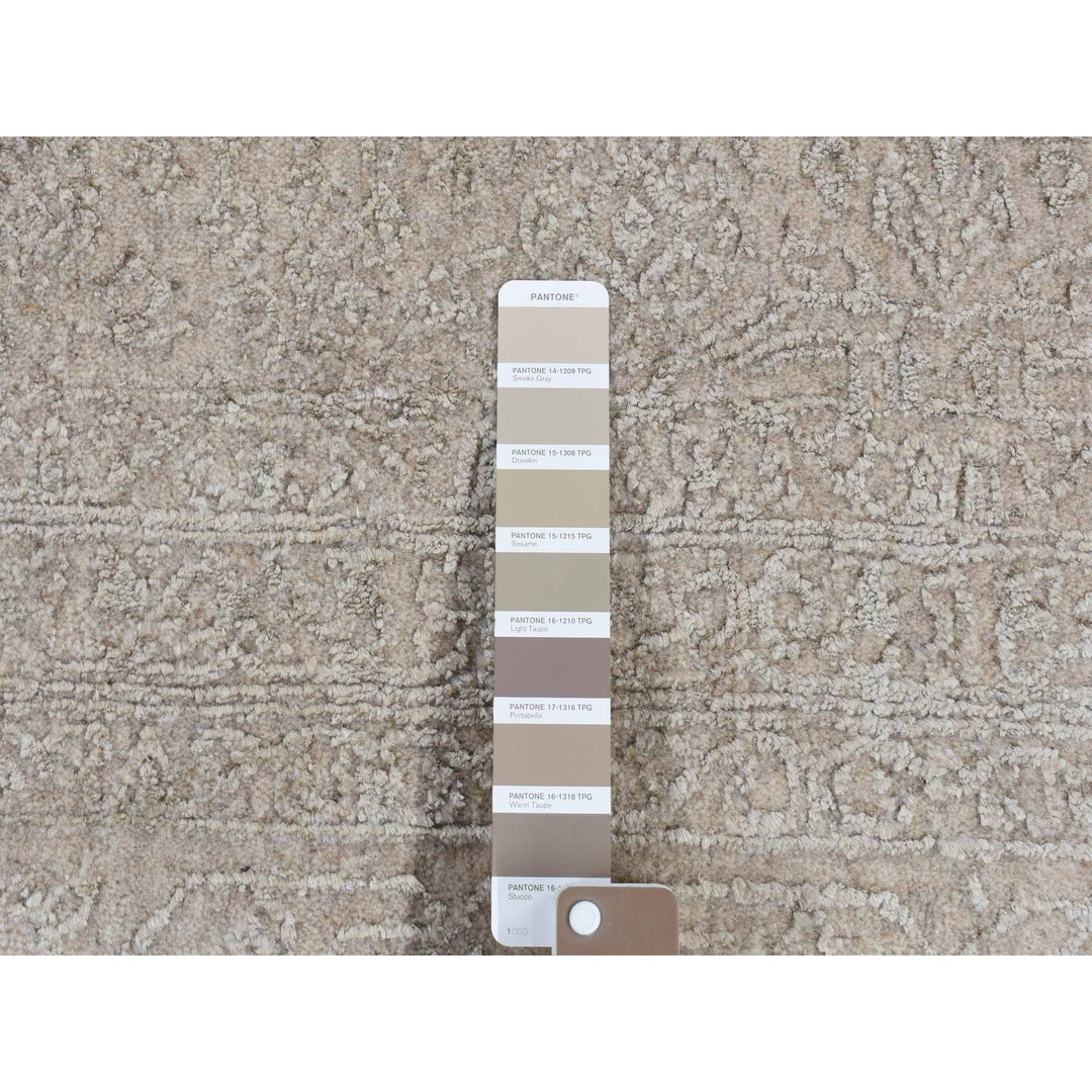 8'9" x 12'1" New Hand Loomed Grey Wool & Silk Rectangle Oriental Rug - MOA10280819