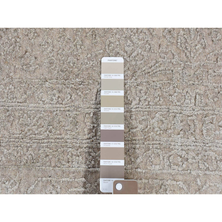 8'9" x 12'1" New Hand Loomed Grey Wool & Silk Rectangle Oriental Rug - MOA10280819