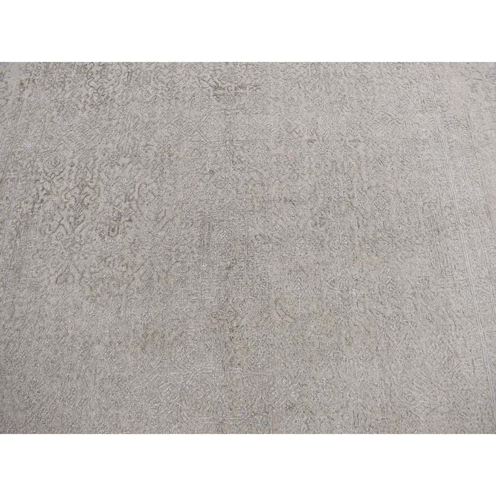 8'9" x 12'1" New Hand Loomed Grey Wool & Silk Rectangle Oriental Rug - MOA10280819