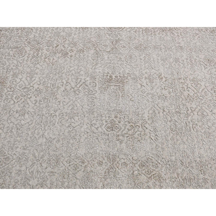 9'10" x 14'1" New Hand Loomed Beige Wool & Silk Rectangle Oriental Rug - MOA10280849