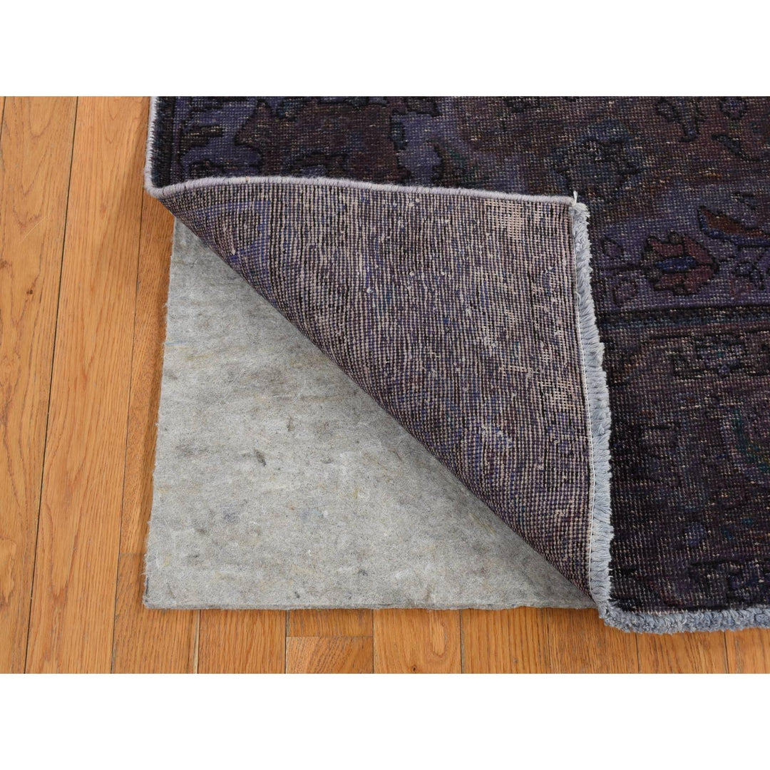4'10" x 9'9" New Hand Knotted Purple Wool Rectangle Oriental Rug - MOA10280899
