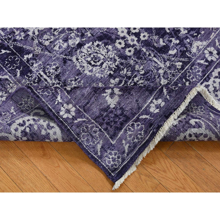 4'10" x 6'8" New Hand Knotted Purple Wool & Silk Rectangle Oriental Rug - MOA10280908