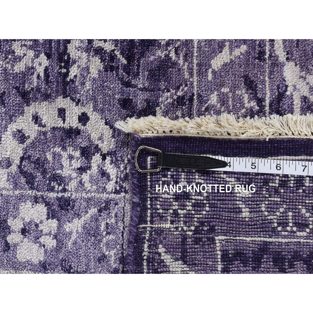 4'10" x 6'8" New Hand Knotted Purple Wool & Silk Rectangle Oriental Rug - MOA10280908