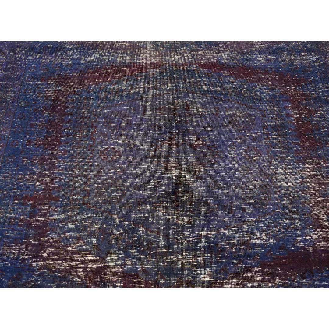 6'10" x 10'1" New Hand Knotted Purple Wool Rectangle Oriental Rug - MOA10280916