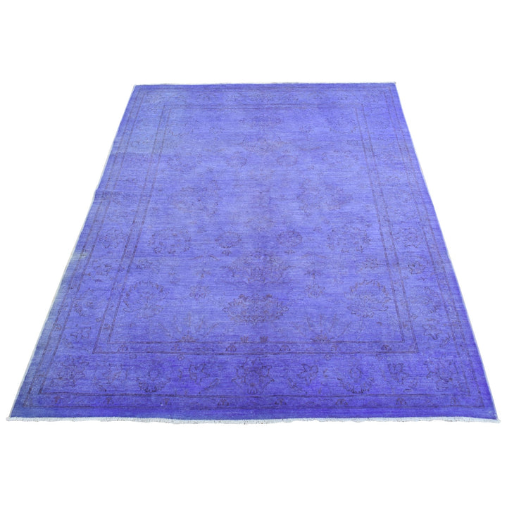 6'0" x 8'7" New Hand Knotted Purple Wool Rectangle Oriental Rug - MOA10280930