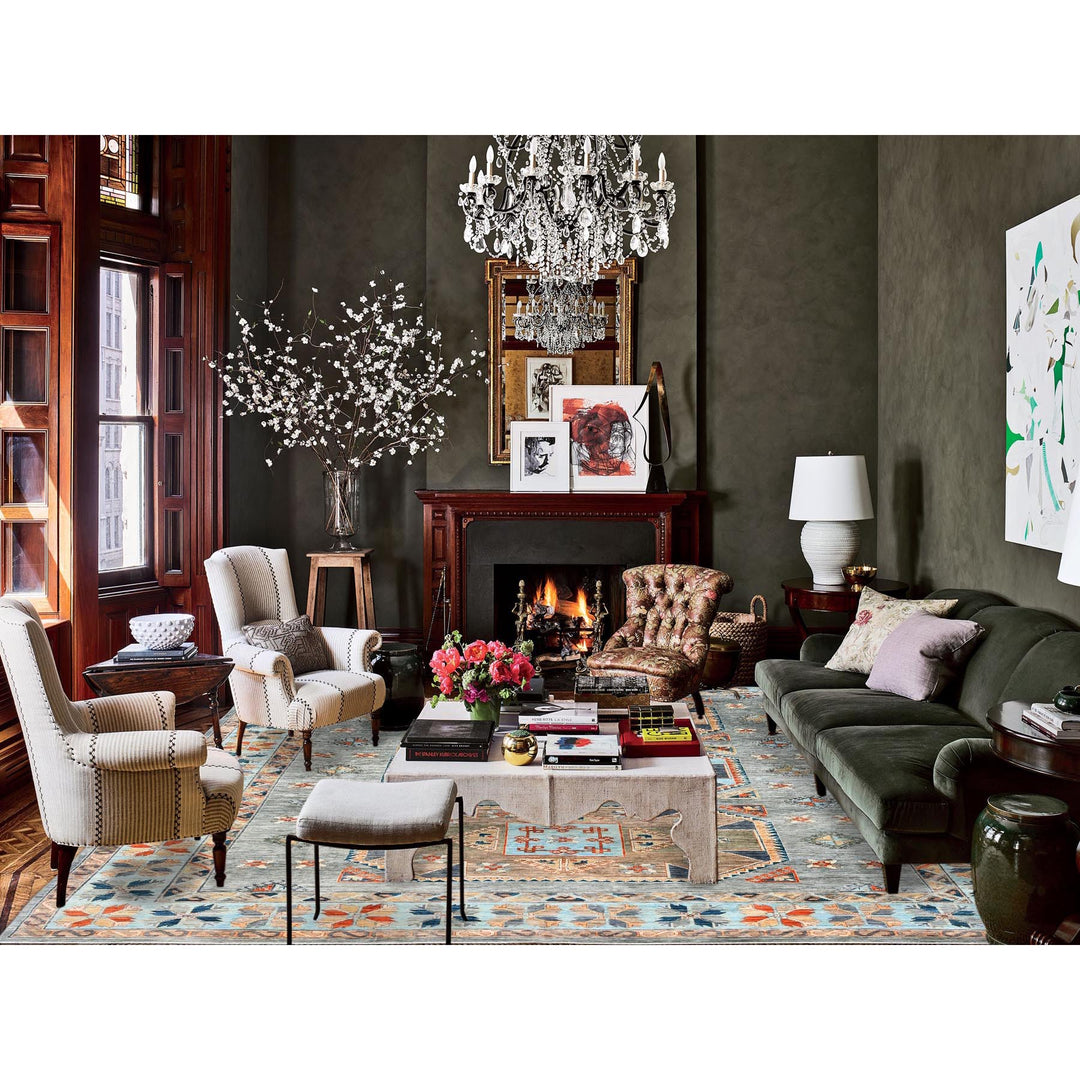 10'0" x 13'7" New Hand Knotted Grey Wool Rectangle Oriental Rug - MOA10282032