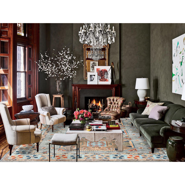 10'0" x 13'7" New Hand Knotted Grey Wool Rectangle Oriental Rug - MOA10282032