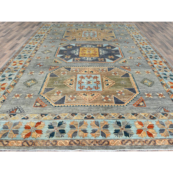 10'0" x 13'7" New Hand Knotted Grey Wool Rectangle Oriental Rug - MOA10282032