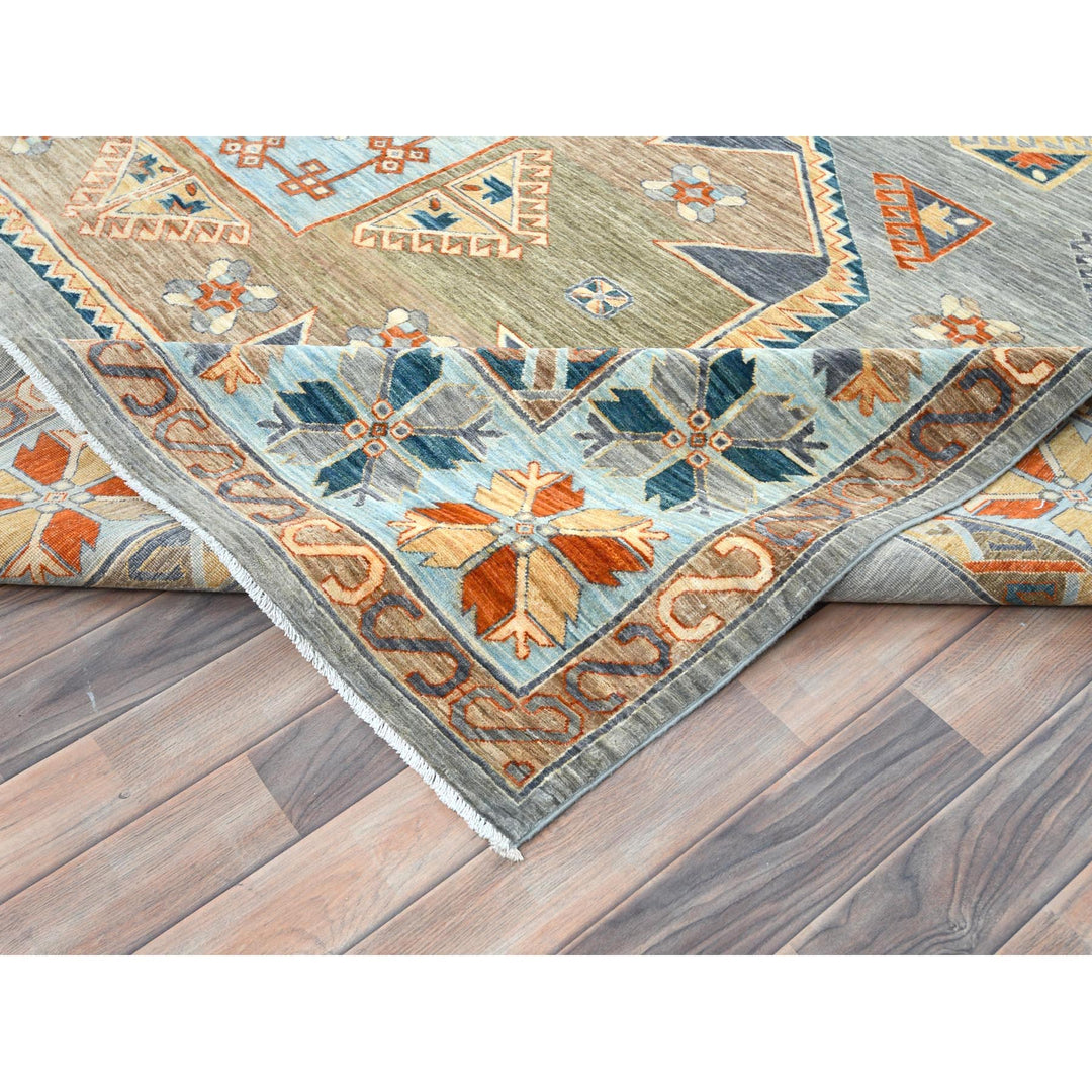 10'0" x 13'7" New Hand Knotted Grey Wool Rectangle Oriental Rug - MOA10282032