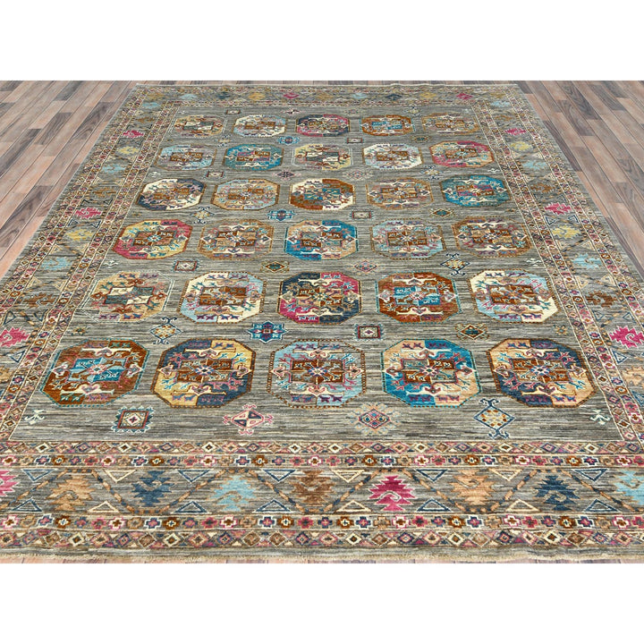 7'10" x 10'1" New Hand Knotted Grey Wool Rectangle Oriental Rug - MOA10282297