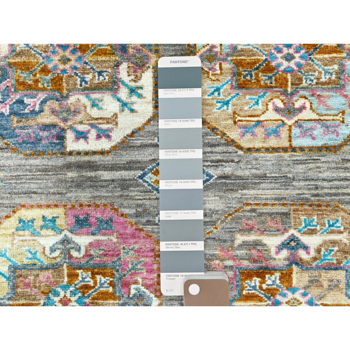 7'10" x 10'1" New Hand Knotted Grey Wool Rectangle Oriental Rug - MOA10282297